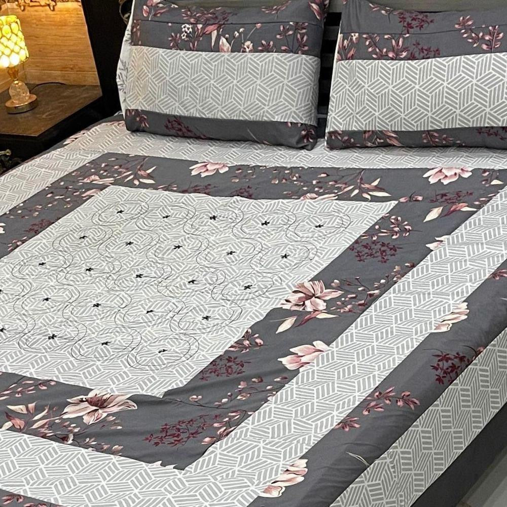 3 Pcs Cotton Sotton Patchwork Double Bedsheet