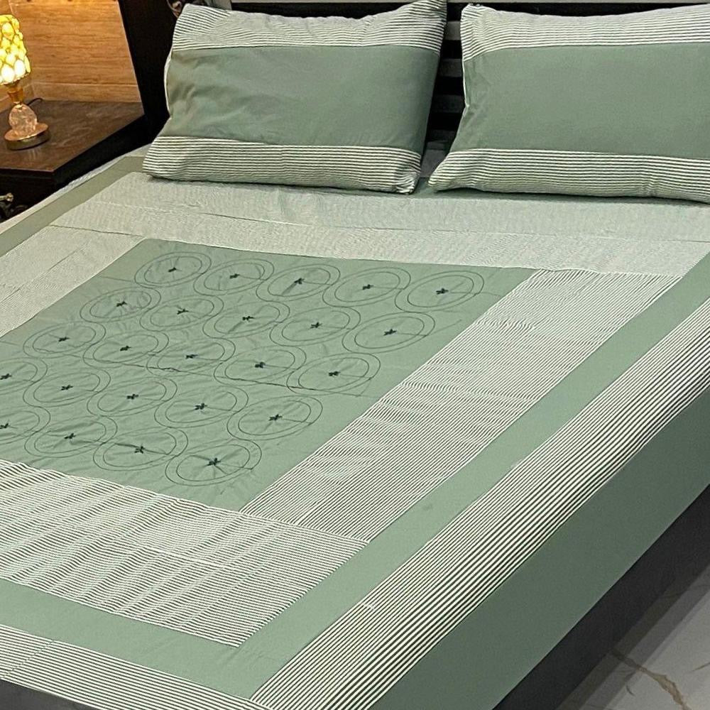3 Pcs Cotton Sotton Patchwork Double Bedsheet