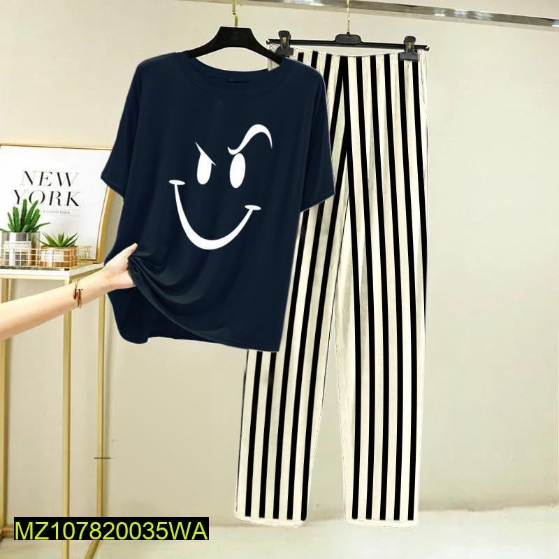 2 Pcs Women's Stitched Jersey Printed
Sleep Set