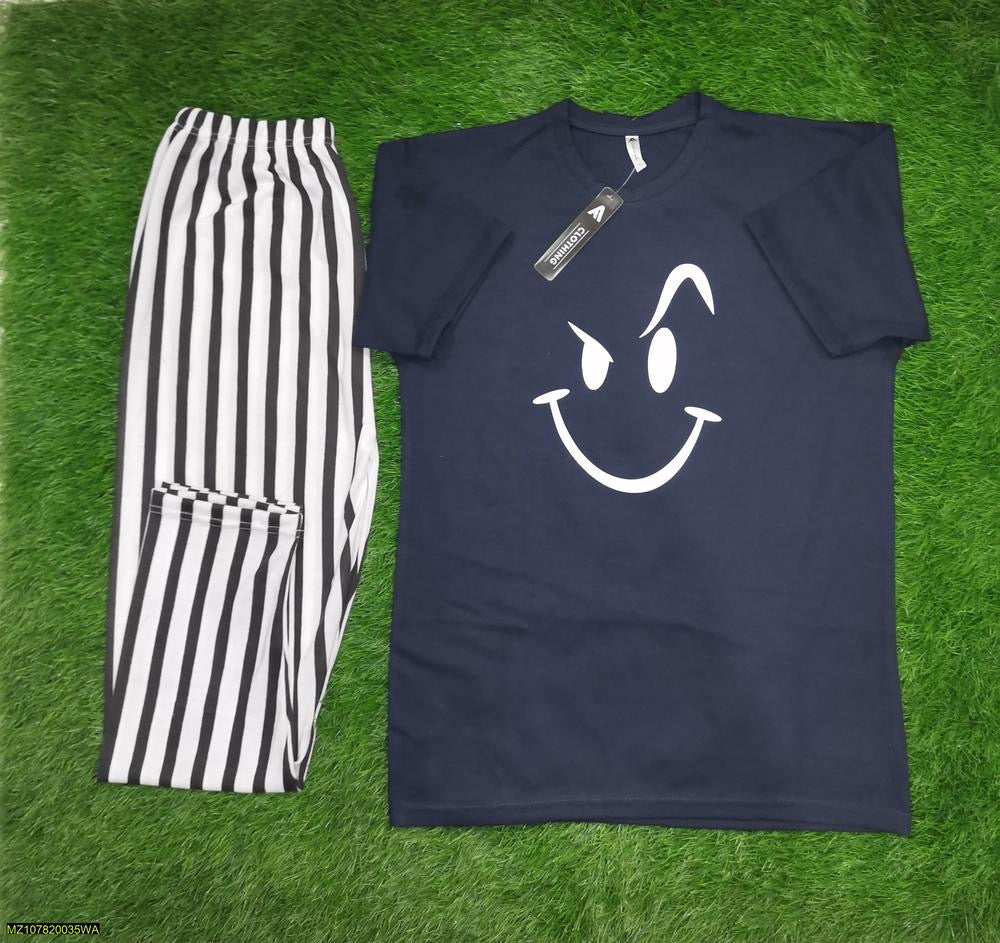 2 Pcs Women's Stitched Jersey Printed
Sleep Set