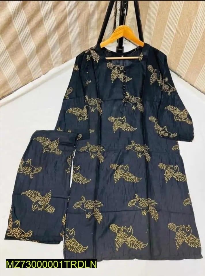 2 Pcs Women's Stitched Linen Block Print
Suit