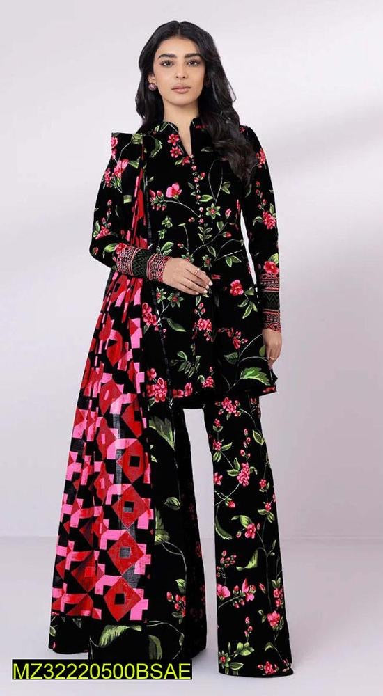 3 Pcs Women's Unstitched Lawn Printed
Suit