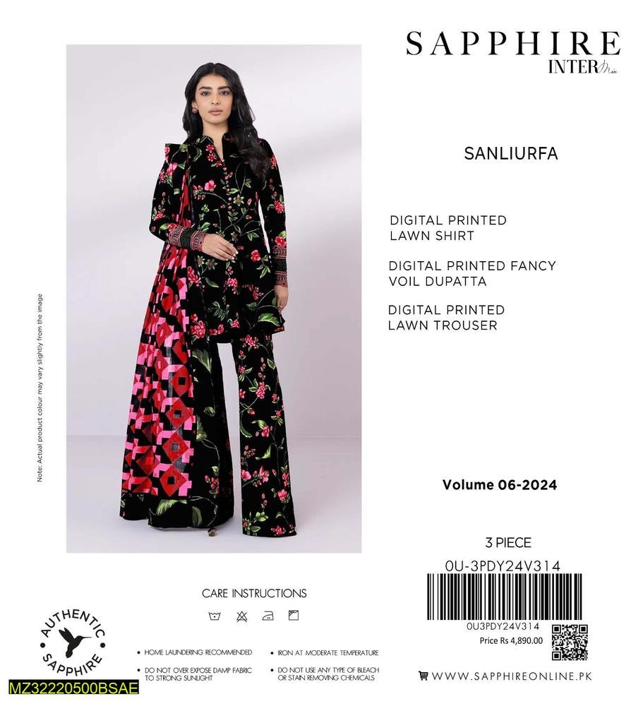 3 Pcs Women's Unstitched Lawn Printed
Suit