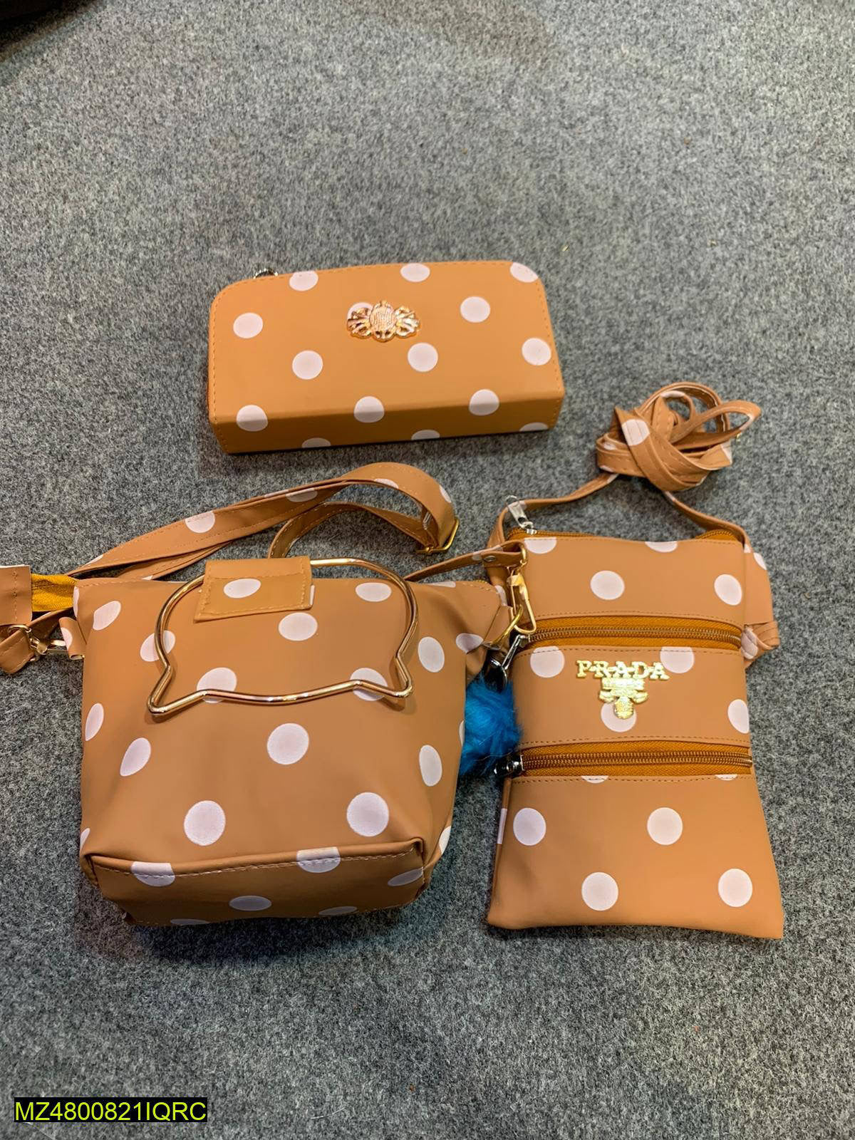 3 Pc Black Polka Dot Purse Set