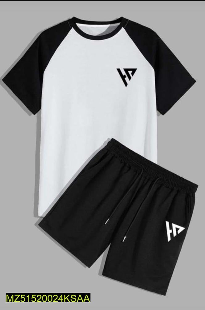 2 Pcs Micro Printed Shirt & Shorts