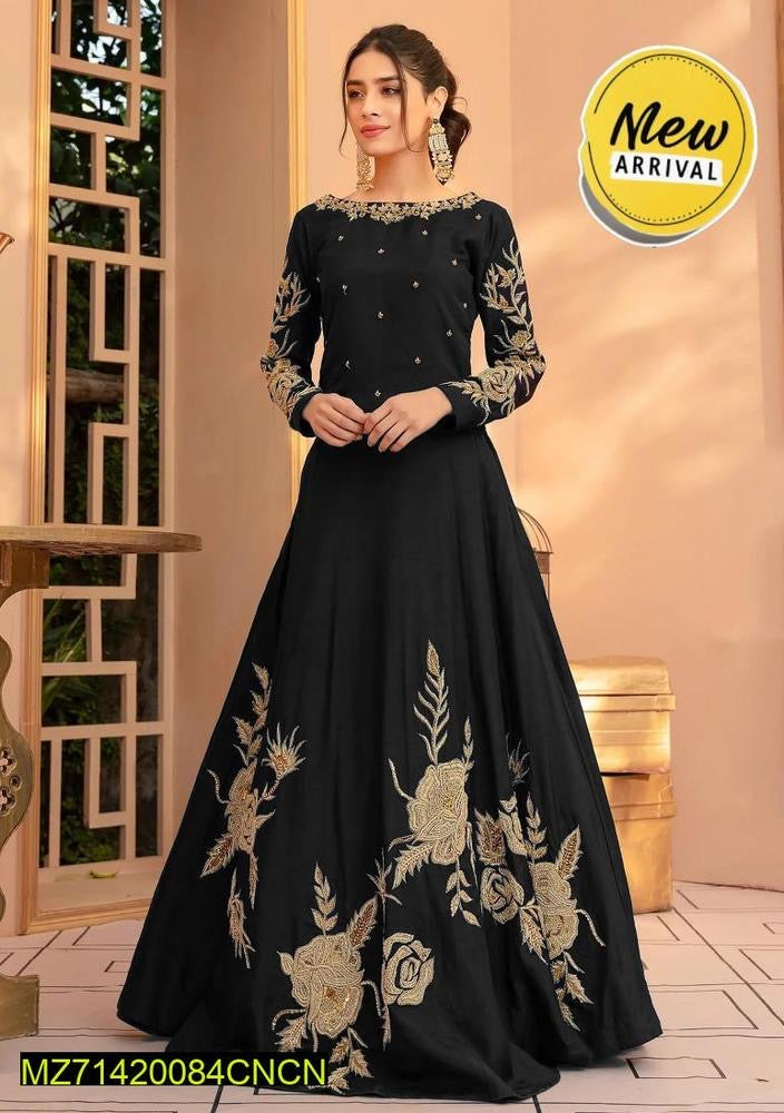 Women's Stitched Shamoz Silk Embroidered
Maxi