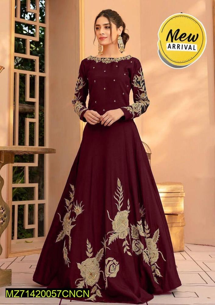 Women's Stitched Shamoz Silk Embroidered
Maxi