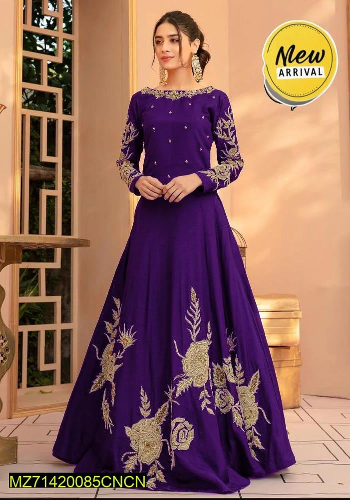Women's Stitched Shamoz Silk Embroidered
Maxi