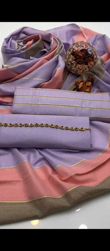 3 Pcs Women's Unstitched Cotton Lawn
Plain Suit