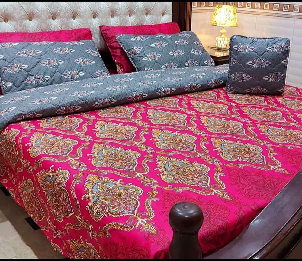 7 Pcs Cotton Salonica Printed Double Bed
Comforter Set
