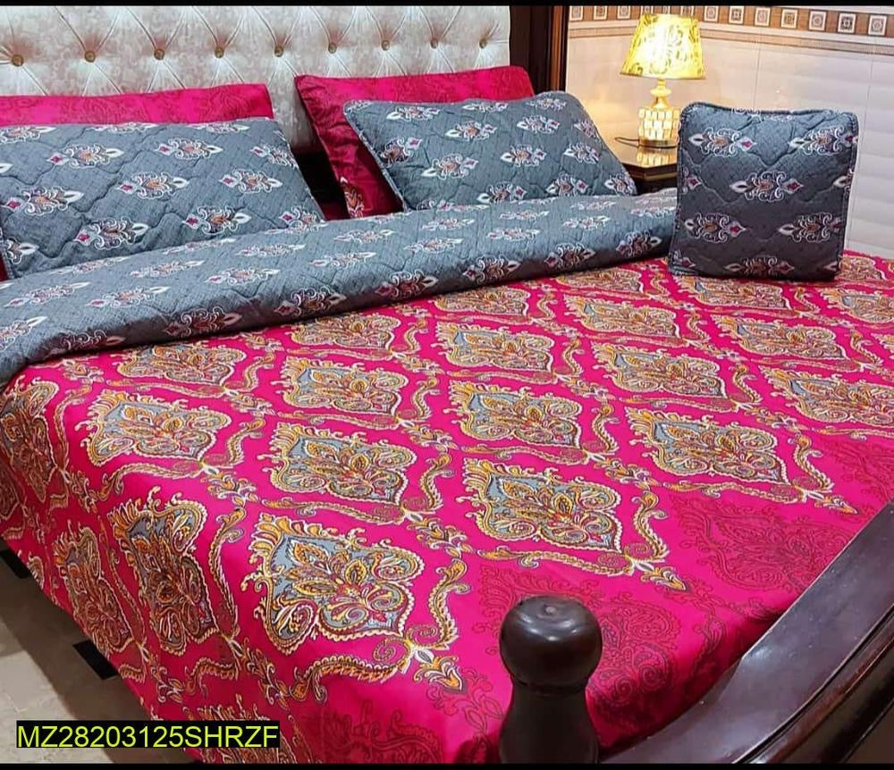 7 Pcs Cotton Salonica Printed Double Bed
Comforter Set
