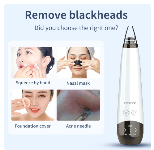 Blackhead Remover Vacuum Acne Pimple Black Spot Suction Electric Facial Pore Cleaner Skincare Exfoliating Beauty Device (rechargable).