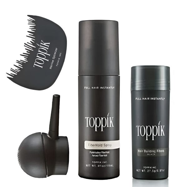 Toppik Hair Building Fiber (27.5g) + Hold Spray + Spray Applicator + Hairline Optimizer Comb
